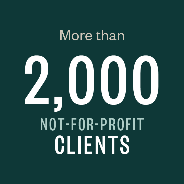 More than 1,560 not-for-profit clients