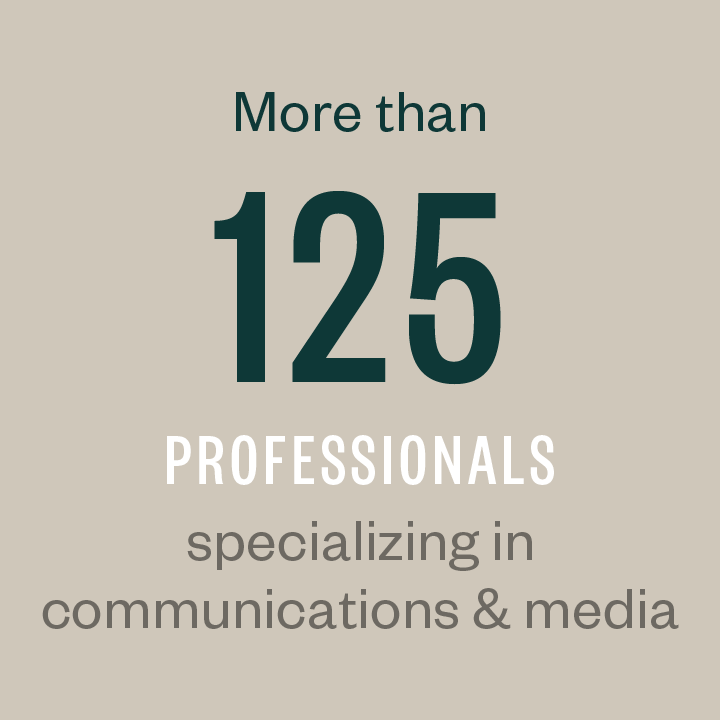 More than 120 professionals specializing in communications & media